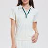 Conjunto Esportivo Novo Caijue para Mulheres, Saia Plissada Casual Anti-Exposição, Camisa Polo de Manga Curta, Roupa de Tênis com Penas para Mulheres