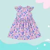 Vestido de Verano para Niñas Falda Floral Infantil Ropa de Verano para Niña Pequeña Vestido de Princesa Dulce Ropa Infantil Mediana y Grande Vestido con Mangas Acampanadas