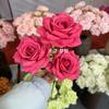 Decoración Artificial para Boda con 3 Cabezas de Rosa Grandes con Bordes de Diamante, Pieza de Decoración para el Hogar, Flores Artificiales para Arreglo de Pasillo de Salón de Bodas