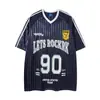 Camiseta de Manga Larga con Estampado de Letras Estilo Retro Americano para Hombres y Mujeres, Marca de Moda Holgada Casual Hip-Hop Jersey Deportivo