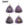 Wt-P2021 Triángulo Geométrico Piedra Preciosa de Colores Circonio de Colores Incrustado Colgante Pequeño Pendientes Hechos a Mano para DIY Accesorios de Joyería