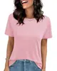 Camiseta de manga corta de venta caliente TK en Amazon europeo y americano transfronterizo, top casual fino de verano con cuello redondo, top liso adelgazante