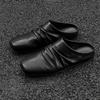 Pantuflas de Cuero Plegadas de Punta Cuadrada, Mocasines, Mules Birkenstock Toe-Toe para Hombre y Mujer, Zapatos Derby, Medias Zapatillas Casuales