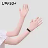 Guantes de Verano para Mujer de Longitud Media con Protección Solar que Cambian de Color, Anti-UV, Seda de Hielo, Pantalla Táctil, Antideslizantes, Guantes para Ciclismo y Conducción al Aire Libre