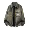 Chaqueta Luomon para Hombre Primavera Otoño Tendencia Americana Casual Top Nuevo 2026 Chaqueta de Trabajo de Pana Tie-dye