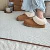 Botas de Nieve Sangpo para Mujer Tartán Piel Sintética de Una Pieza Boca Baja Algodón de Nieve Lana Plana Forradas Calientes Zapatos de Algodón para Invierno