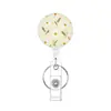 Porta-Crachá Retrátil com Estampa Floral, Porta-Crachá Branco com Puxador, Design Floral para Escritório