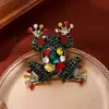 Broche de Rana Vintage Desgastado con Incrustaciones Completas de Diamantes y Piedras Preciosas, Pin con Forma de Animal con un Toque de Lujo, Accesorio para Trajes y Abrigos