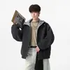 Chaqueta de Hombre con Capucha para Otoño 2026, Parka Lavada Retro Americana, Abrigo con Capucha para Hombres de Otoño