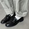 Temperamento extraordinário ~ Mocassins de couro com franja e laço estilo britânico 2024 outono sapatos de couro de salto baixo grosso feminino