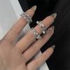 Anillo abierto de lujo con diseño de nicho de circonitas de alta gama con espejo de cielo y perlas apiladas para mujer.