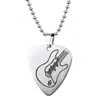 Colar com Palheta de Guitarra de Aço Inoxidável Mais Vendido Transfronteiriço com Padrões e Gravações Personalizáveis, Joia Hip-Hop Personalizada para Homens e Mulheres Atacado