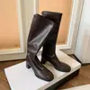 Nuevas Botas Largas de Tacón Grueso para Mujer Otoño/Invierno 2026, Piel de Oveja Suave, Tacón Medio, Cierre Trasero, Versátiles para el Trabajo, Botas Ajustadas Tallas Grandes