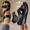 Sandalias de Verano 2026 Estilo Coreano Nuevo, con Velcro, Suela Gruesa para Mujer, Transpirables, Punta Abierta, Tira Tejida, Cuña, Zapatos de Playa, Tallas Grandes