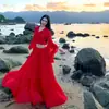 Traje Super Romântico de Fada para Mulheres, Atmosfera Linda, Blusa de Manga Longa com Babados, Saia de Comprimento Médio com Barra Larga, Conjunto de Duas Peças para Praia