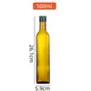 Botella de vidrio de 250 ml Botella de aceite de oliva de 500 ml Botella de aceite de nuez de camelia Botella de aceite de vidrio oscuro color té