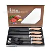 Set de 6 piezas de cuchillos de cocina, cuchillo de chef, cuchillo para fruta, tijeras, acero inoxidable de doble galvanoplastia, superventas transfronterizo