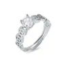 Anillo para Mujer Estilo Europeo y Americano Anillo de Corona con Microincrustaciones de Circonita Color Acero Anillo Ajustable para Dedo Índice Joyería de Diseño de Nicho