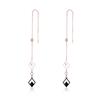 Brincos elegantes com borlas de diamante, brincos longos femininos, modernos, personalizados, simples, de entrada, luxuosos, de zircônia, brincos de aço titânio