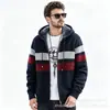 Cárdigan de punto grueso con capucha forrado de forro polar para hombre, otoño e invierno, con cremallera, chaqueta suéter cálida, talla grande, chaqueta casual forrada de forro polar