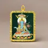 Pingente Thangka de Xizang Zakilam Quadrado Liga de Aço Titânio Dourado Vários Padrões de Minério Podem Escolher Direto da Fábrica