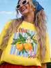 Camiseta Casual Cómoda de Manga Corta con Estampado de Café Helado y Sol, Talla Europea Transfronteriza, Camiseta Casual de Verano para Mujer