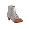 2026 Nueva Moda Cuadros Otoño e Invierno Bloques de Color Tacón Medio Con Cordones Botines Cortos para Mujer Suministro de Comercio Exterior Botas para Mujer