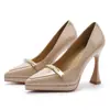 107-2 Salto Alto Fino Bico Fino Sexy para Mulheres Outono 2025 Novo Plataforma Impermeável Sapatos Não Cansativos para Mulheres