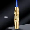 Encendedor Antorcha Pequeña de Chorro Directo Pl-196 Metal Chorro Directo Llama Azul Llama Única Recargable A Prueba de Viento Encendedor para Cigarros