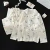 Pijama Infantil Estilo Princesa para Meninas, Manga Longa, Primavera e Outono, Algodão Fino Estampado de Nuvem Desenho Animado, Nova Roupa de Casa de Verão 2026 para Meninas