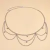 Jóias transfronteiriças europeias e americanas multicamadas onda bola pingente cadeia de cintura hot girl acessórios de vestuário temperamento retro body chain