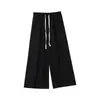Calça Casual de Cintura Alta Feminina Verão Outono Fina 2022 Solta Preta de Perna Larga Calça Cropped Pequena