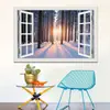 Cenário Florestal: Adesivos de Janela Falsa Criativos Populares com Efeito 3D para Decoração de Sala de Estar e Quarto de Casa Adesivos de Parede