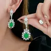 Nuevos Pendientes Esmeralda Estilo Chino, Pendientes de Lujo Ligero y Gama Alta, Diseño de Nicho y Único, Pendientes Minimalistas Populares al por Mayor