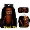 2025 Transfronterizo Nuevo Palo de Madera Tungtungtung Hombre Shan Hai Jing Mochila de Dibujos Animados Mochila Bolso de Hombro Estuche