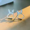 Nuevos Pendientes de Plata Lindos para Mujer S925 Dulces Calados Lindos Pendientes de Conejo Pendientes de Chica con Lazo Corazón Dulce