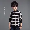 Ropa para Niños Nuevo Suéter Cardigan de Algodón para Niños y Niñas Suéter de Punto a Cuadros de Manga Larga Estilo Coreano en Stock
