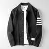 Suéter Chaqueta Cardigan de Alta Gama con Textura de Cuatro Rayas para Primavera y Otoño para Hombre con Solapa Ajustado Prendas de Punto Exteriores Top de Moda