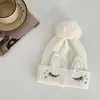Amazon Aliexpress Ebay Popular Sombrero de Lana Tejido de Otoño e Invierno para Niños Sombrero de Lana Doble Bola Sombrero de Piel Sintética de Zorro