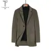 Abrigo de Lana de Corte Ajustado a Media Longitud para Hombre, Gabardina Gruesa de Lana, Traje de Lana para Hombre con Cuello de Solapa, Admite Personalización