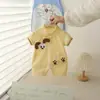 Mameluco de Verano para Bebé Niño Dibujos Animados Cachorro Delgado Fresco Recién Nacido Estilo Coreano Manga Corta Transpirable Playera Polo Mono
