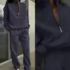 Exportación Transfronteriza Primavera y Otoño Traje de Dos Piezas con Cremallera y Solapa para Mujer Conjunto de Dos Piezas con Cremallera para Mujer
