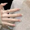 Reino Secreto de Pó de Prata Olho de Gato Suave Olho de Gato Clareamento Versátil Médio Oval Arte de Unha Feita à Mão Unhas Usáveis Produto Acabado de Alta Qualidade
