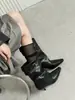 Botas plissadas estilosas e modernas de bico fino estilo coreano para mulheres, novidade outono 2026, botas casuais versáteis de salto alto empilhado