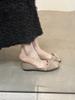 Primavera 2025 Nuevos Zapatos de Falda Elegantes de Estilo Francés para Mujer de Boca Baja Estilo Hada Satén Punta Cuadrada Planos Zapatos de Señora