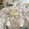 Juego de Cama de Cuatro Piezas de Algodón Puro Clase A, Estilo Fresco y Sencillo, Sábana Plana 100% Algodón, Funda Nórdica, Sábana Ajustable, Juego de Cama para Dormitorio, Juego de Tres Piezas 4