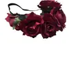 Europa y Estados Unidos Transfronterizos 5 rosas rojas corona de flores para el pelo diadema novia accesorios para el pelo de boda fiesta festiva banda para el pelo de flor artificial