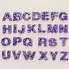 Llavero de 26 Letras Más Vendido por el Fabricante, Piedra Morada, Colgante Pequeño Semiacabado, Resina, Accesorios de Joyería DIY para Mujeres