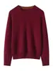 Suéter de Cachemira Pura Estilo Perezoso Suave para Mujer Cuello Redondo Jersey de Punto Versátil Suéter de Cachemira Top Base Adelgazante