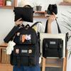Mochila Escolar para Mujer Nueva de Cinco Piezas de Lona Mochila para Estudiante Versión Coreana Harajuku Gran Capacidad Mochila de Campus Venta al por Mayor Transfronteriza